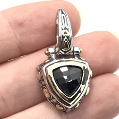 Vintage Renaissance Revival 2-Tone Black Onyx Cubic Zirconia Pendant