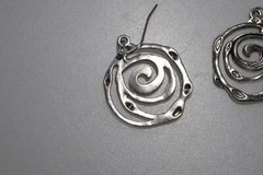 LOT Pierced Earrings Dangle Drop Silver Tone scroll hoop wire MN10