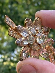 VTG Eisenberg Ice Clear Rhinestone Floral Spray Brooch And Earrings Set WOW!!!!