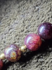 Dragon Vein Agate Bead W/ Cloisonne Enamel Pendant Necklace 18″ Sterling Clasp