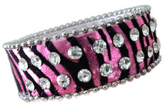 Zebra Print Rhinestone Wrap Bracelets Snap Leather Crystal Cuff Bracelet 12 pcs