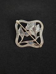 Vintage Art Nouveau Style Floral 925 Silver Open Work Brooch/Pendant 1.5in