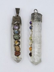 Vintage Pendant Lot 8pc Abalone Chakra Quartz Mother of Pearl Shell Alpaca