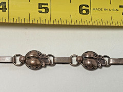 VINTAGE DANISH STERLING SILVER MDERNIST FLORAL LINK BRACELET MID-CENTURY DENMARK