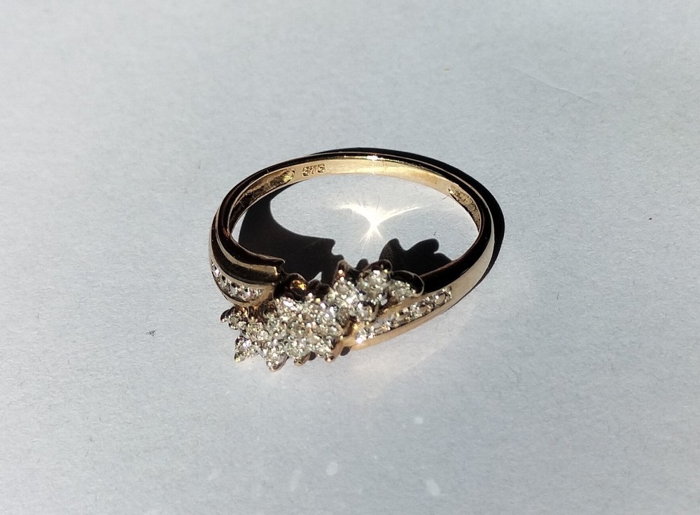 Vintage Handmade White & Yellow Gold Openwork Ring, 15x Diamonds P(17.75mm) 2.2g