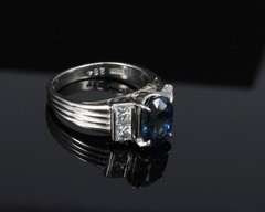 Fine 2.84ct Royal Blue Sapphire & 0.76ct Diamond Platinum Ring, Size 5.5