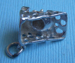 Vintage English mouse in cheese wedge sterling charm
