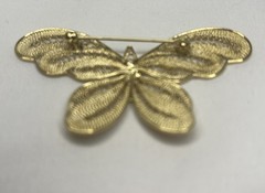 Vintage Butterfly Bug Filigree 2.5 inches GoldTone Fashion Brooch Pin ~Nice~