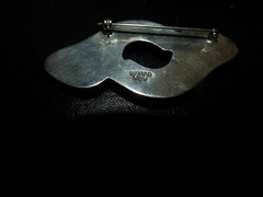 Mexico sterling silver 0.925 modernist puffy stylized hurricane horn pin brooch