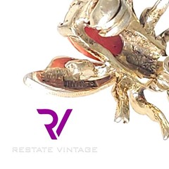 Mint Vintage Maison Behar M-BE Germany Gold Over Sterling Mint Bug Coral Brooch