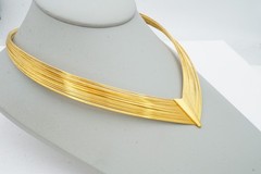 Vintage Necklace Gold Tone V Shape 15.5″