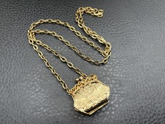 Vintage Bird Peacock Locket Purse Pendant Gold Tone Necklace Chain 24”