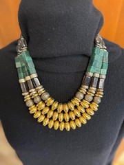 Vintage Egyptian revival beaded choker necklace 18″