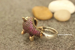 2.30Ct Round Cut Lab Created Ruby Leopard Panther Ring 14k Yellow Gold Plated