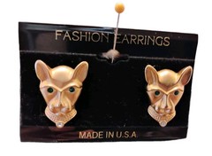 Stunning VTG 1980’s “Jackie Collins” Gold Tone Panther Clip-On Earrings