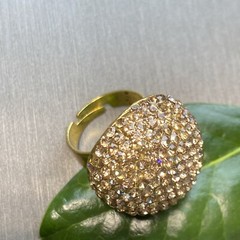 Vintage Cocktail Ring Estate Jewelry Pre-owned Champagne Crystal Dome Any Size