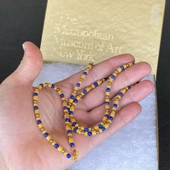 Vtg Museum Museum Art Lapis Lazuli Beaded Necklace Bracelet Etruscan Revival MMA