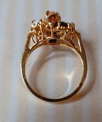 Vintage 80s 90s Gold Plated Cocktail Ring Semi-Precious Stones Size 9.5