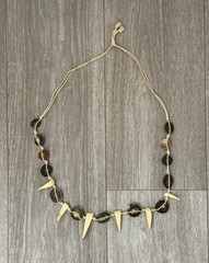 Vintage Handmade Knotted Carved Shell Boho Tribal Necklace