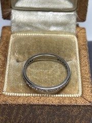 Art Deco Platinum Single Cut Diamond Eternity Wedding Band Ring