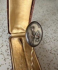 Antique Georgian Sentimental Sepia Painting Stickpin Ivory under Crystal