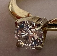 Vintage Solid 14k Yellow Gold Diamond Ring Estate, Natural Diamond, Antique 0.68