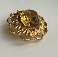 Vintage Soviet gold-plated yellow brooch pin