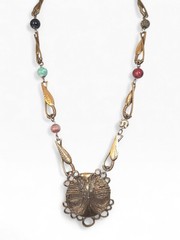 VINTAGE LARRY VRBA FOR CASTLECLIFF PRIMITIVE TRIBAL FACE PENDANT NECKLACE