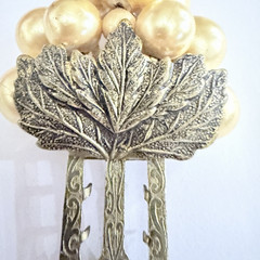 Faux Pearl Copper Toned Grape Cluster Fur Clip Miriam Haskell Style