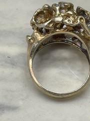 Vintage Brutalist Sterling Silver Gold Plated Statement Ring Sz 6.5 Modernist