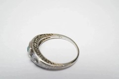 Art Deco Style Emerald & Lab Created Diamond 14K White Gold FN Party Wear Ring