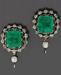 Art Deco Style Lab Created Emerald Diamond Anniversary 14K White Gold FN Earring