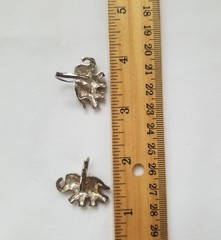 Vintage Elephant Earrings AB Crystals Black Enamel Silvertone Trunk Up Good Luck