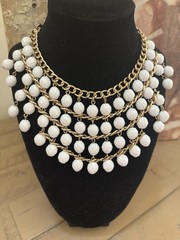 100% Vintage (not Inspired) Bib Necklace 4 Strands Cuban Like Heavy Chains