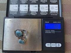 Vintage Navajo 2 stone turquoise sterling silver feather ring size 6-3/4 8.0 grm