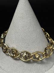 Vintage Rhinestone Bracelet Multi Color Blue Green Purple Gold Tone 7”
