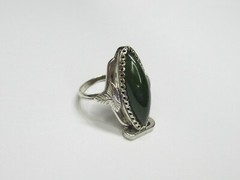 Vintage USSR sterling silver ring 875, star, nephritis, 5,43 gr., ring size 7,75