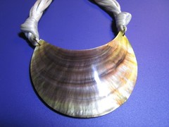Vintage Mother of Pearl Pendant Necklace on Silk Cord $6Sh