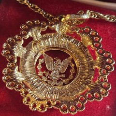 Vtg Regal Gems Man Made Diamond Halo Eagle Pendant Necklace Patriotic NOS