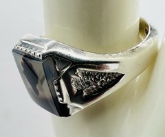 Vintage Men’s Sterling Silver Moss Agate Ring