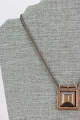 Copper Necklace, Copper Tone Glass Inset, 35gr