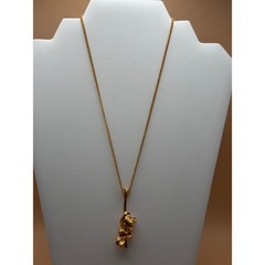 Vintage Gold Tone Raccoon Climbing Branch Pendant Necklace Whimsical Animal 18in