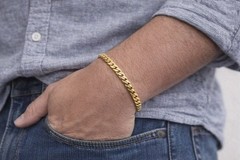 Vintage Unisex Pale Gold Tone Miami Cuban Chain Link 7.25″ Bracelet