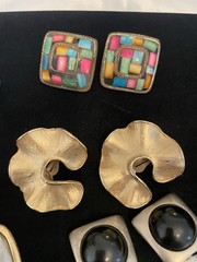 VTG Clip Earrings Lot STATEMENT RUNWAY STYLE Mosaic Geometric Dangle MORE *Read*