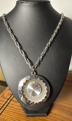 Vintage 24 Inch Necklace With 2.5 Inch Diameter Pendant Round Statement