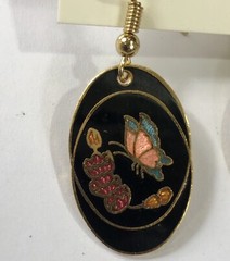 Cloisonne Earrings Dangle Flower Butterfly Vintage – NWT