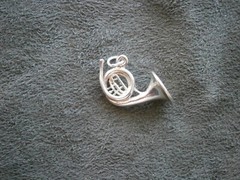 French Horn Vintage Sterling Silver Charm Pendant 2.3g