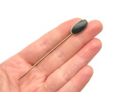 Vintage Antique Art Deco Solid 10K Gold & GF Bloodstone EIF CO Stick Hat Pin