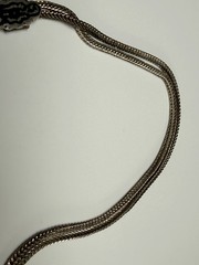 900 Silver Niello Heart Collar 18” Necklace Ornate Inlay Double Strand