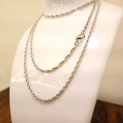 Bronzo Italia necklace rope chain 36-in Milor Italy silvertone lobster clasp
